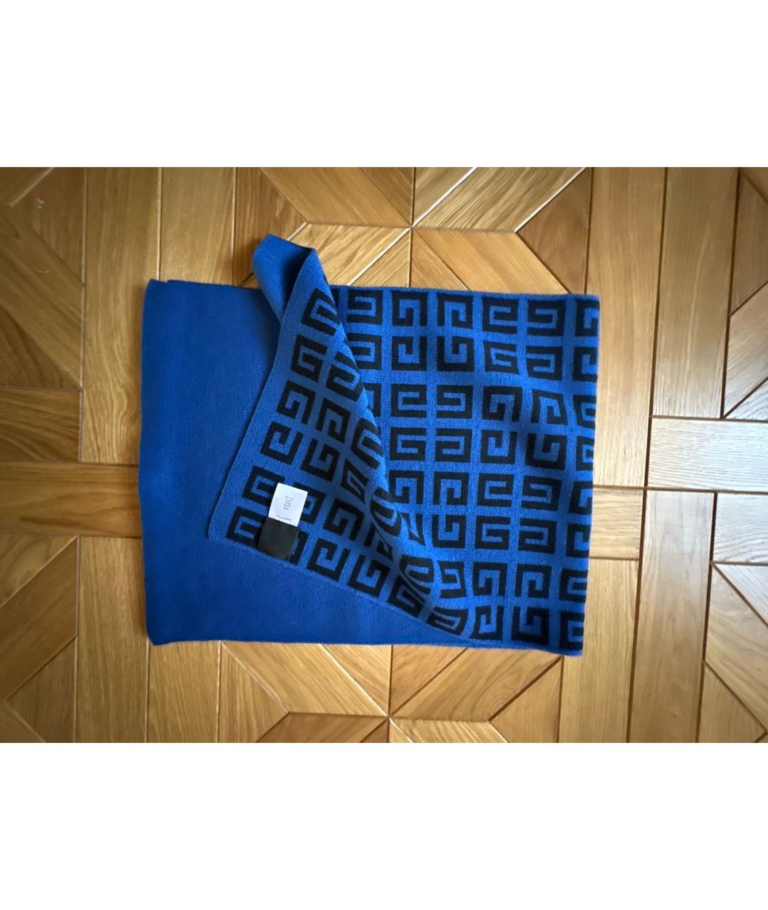 GIVENCHY Синий шерстяной шарф, фото 9