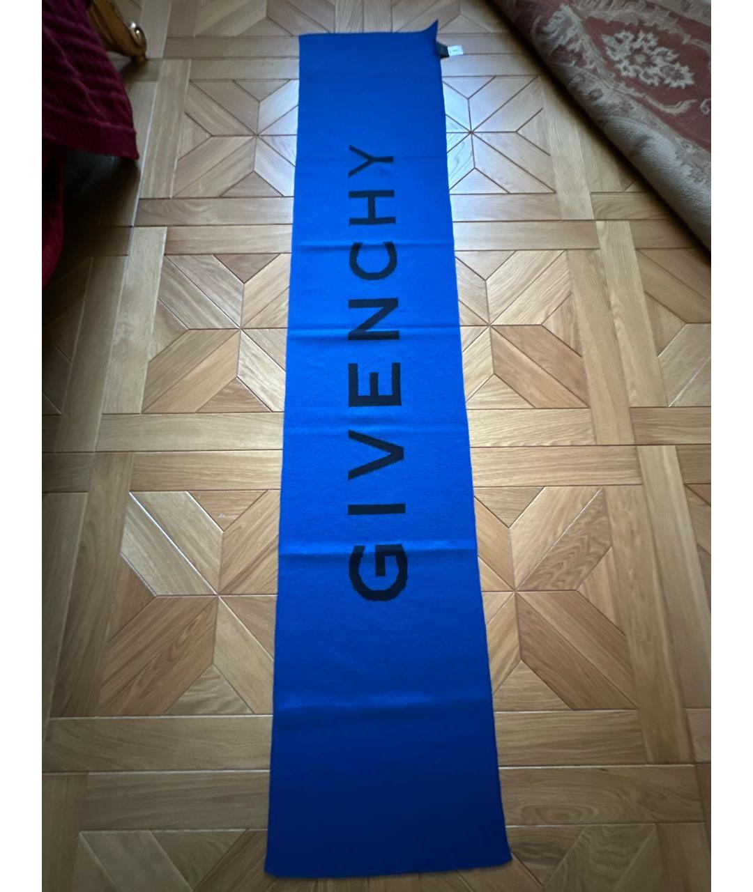 GIVENCHY Синий шерстяной шарф, фото 5