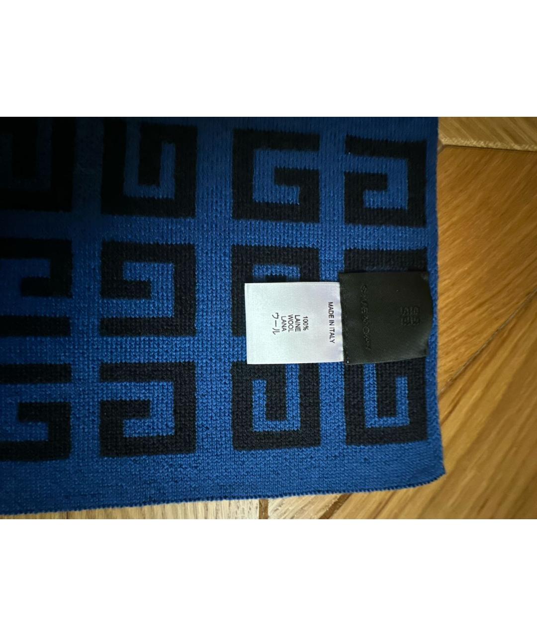 GIVENCHY Синий шерстяной шарф, фото 8