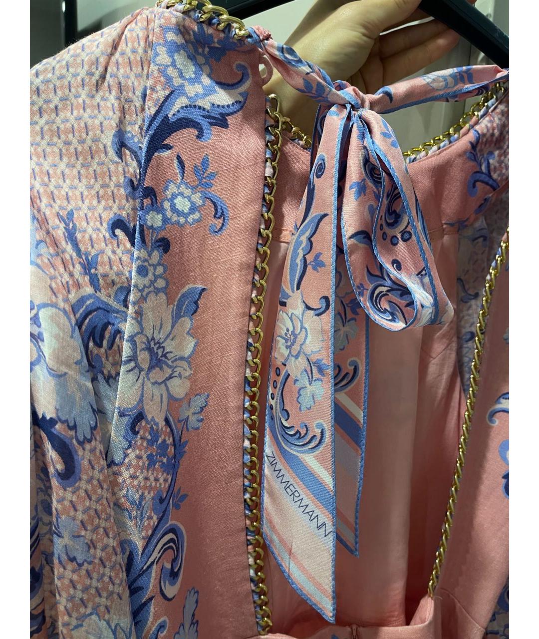 ZIMMERMANN Коралловое льняное повседневное платье, фото 6