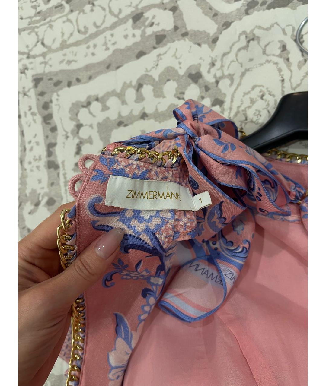 ZIMMERMANN Коралловое льняное повседневное платье, фото 4