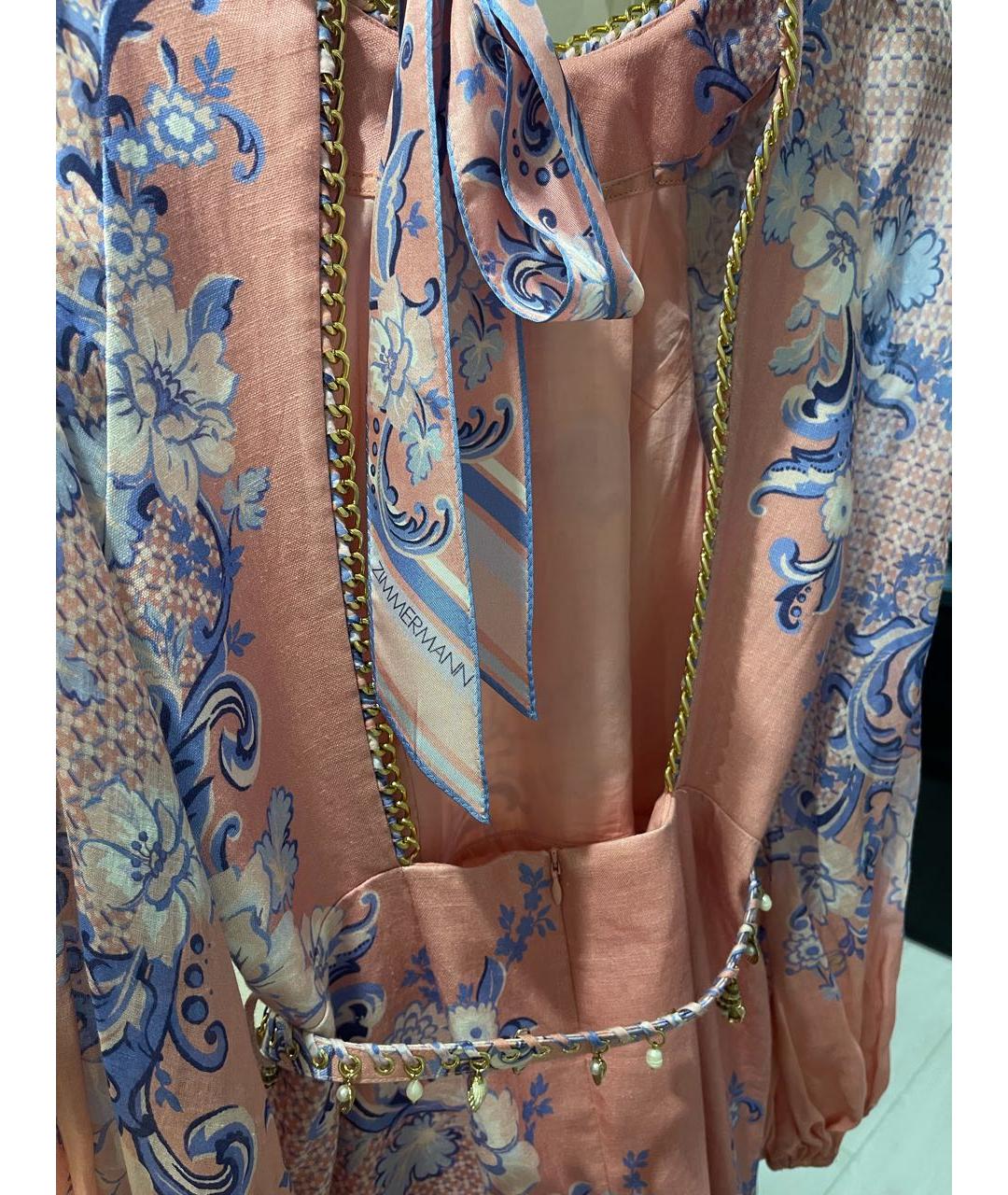 ZIMMERMANN Коралловое льняное повседневное платье, фото 3