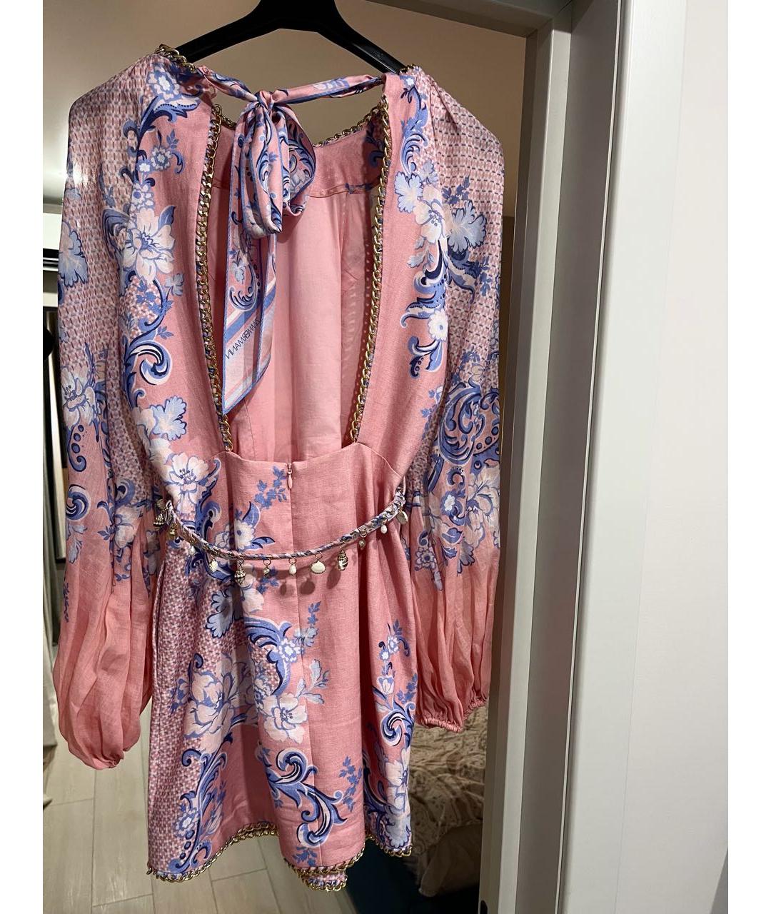 ZIMMERMANN Коралловое льняное повседневное платье, фото 8