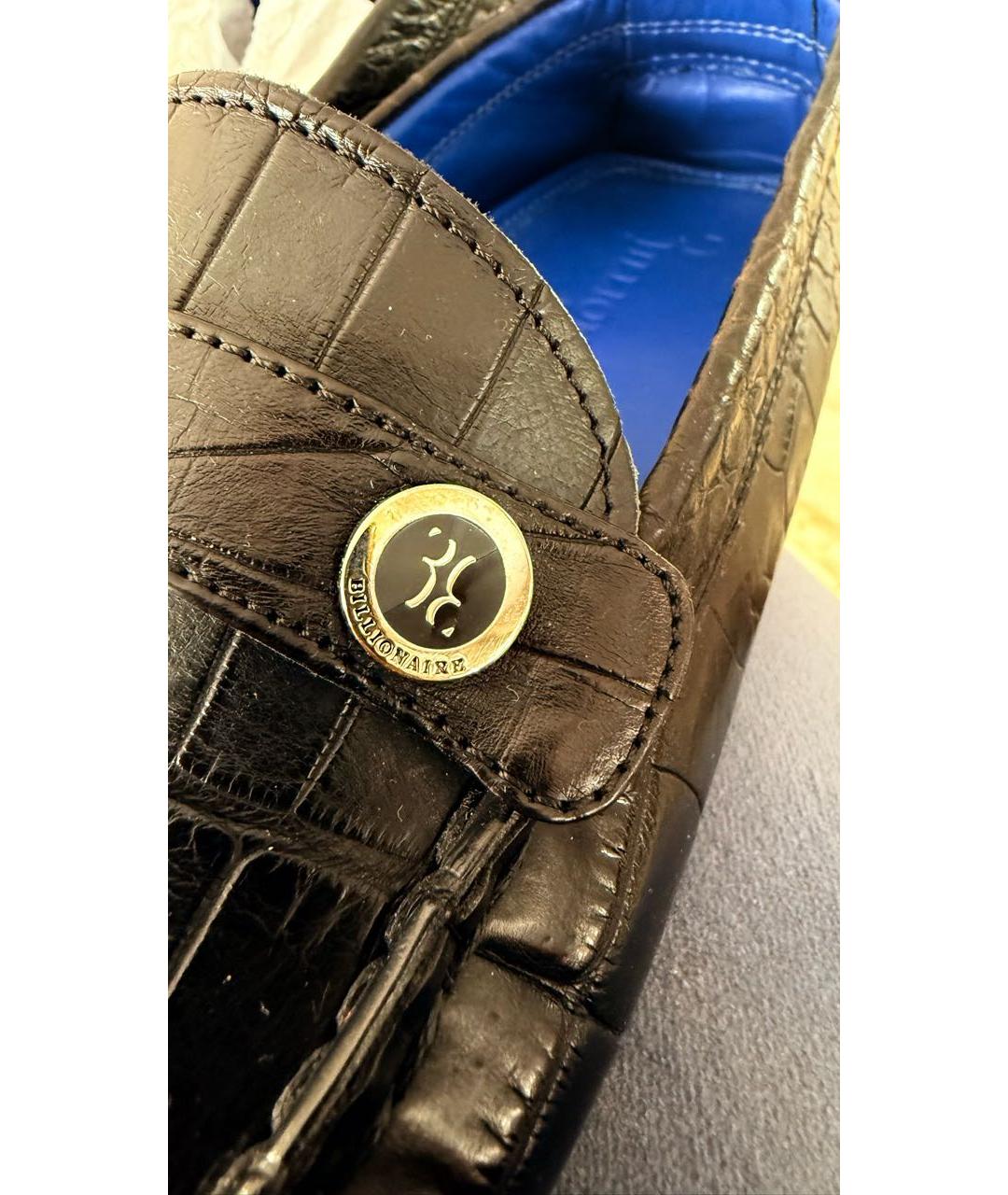 BILLIONAIRE Темно-синие кожаные мокасины, фото 5