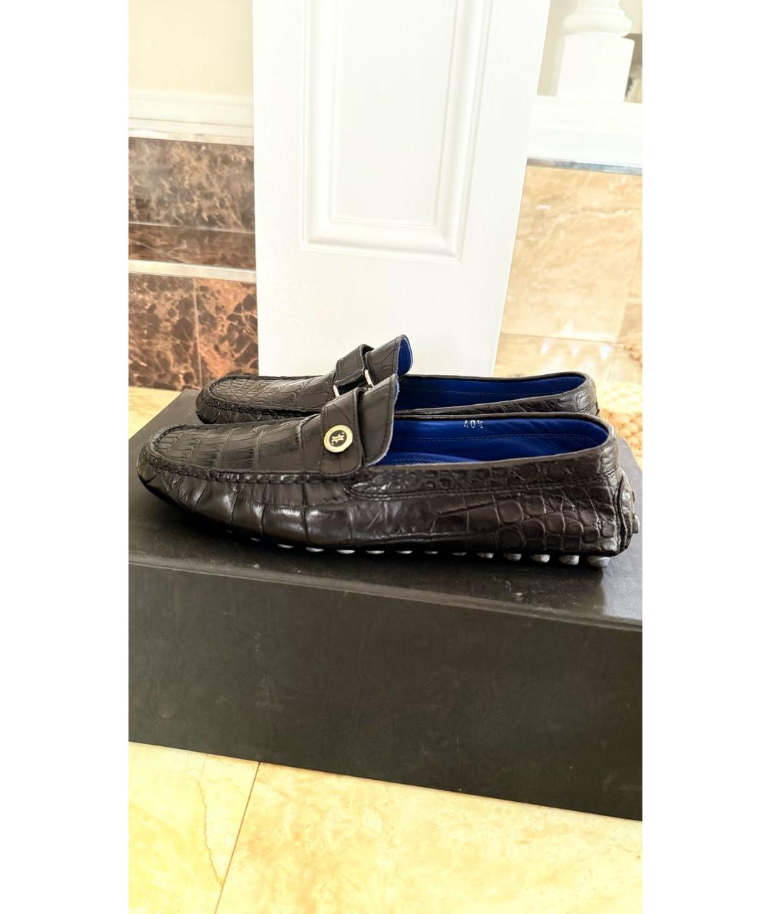 BILLIONAIRE Темно-синие кожаные мокасины, фото 6