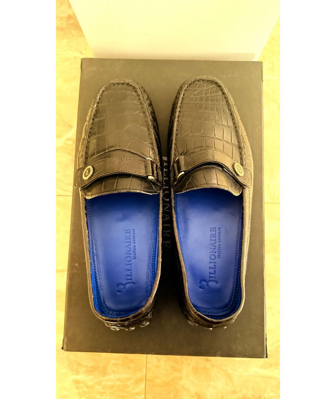 BILLIONAIRE Темно-синие кожаные мокасины, фото 3