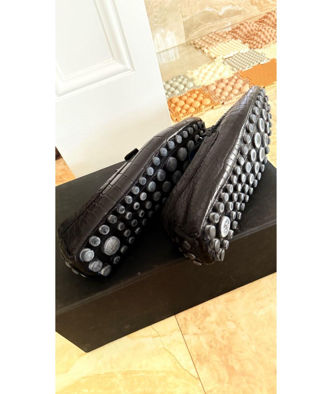 BILLIONAIRE Темно-синие кожаные мокасины, фото 4