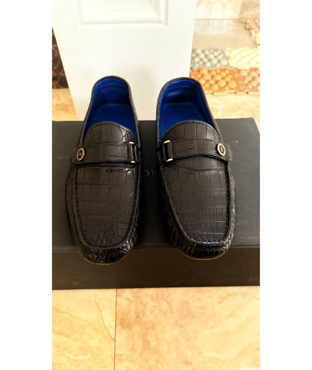 BILLIONAIRE Темно-синие кожаные мокасины, фото 2