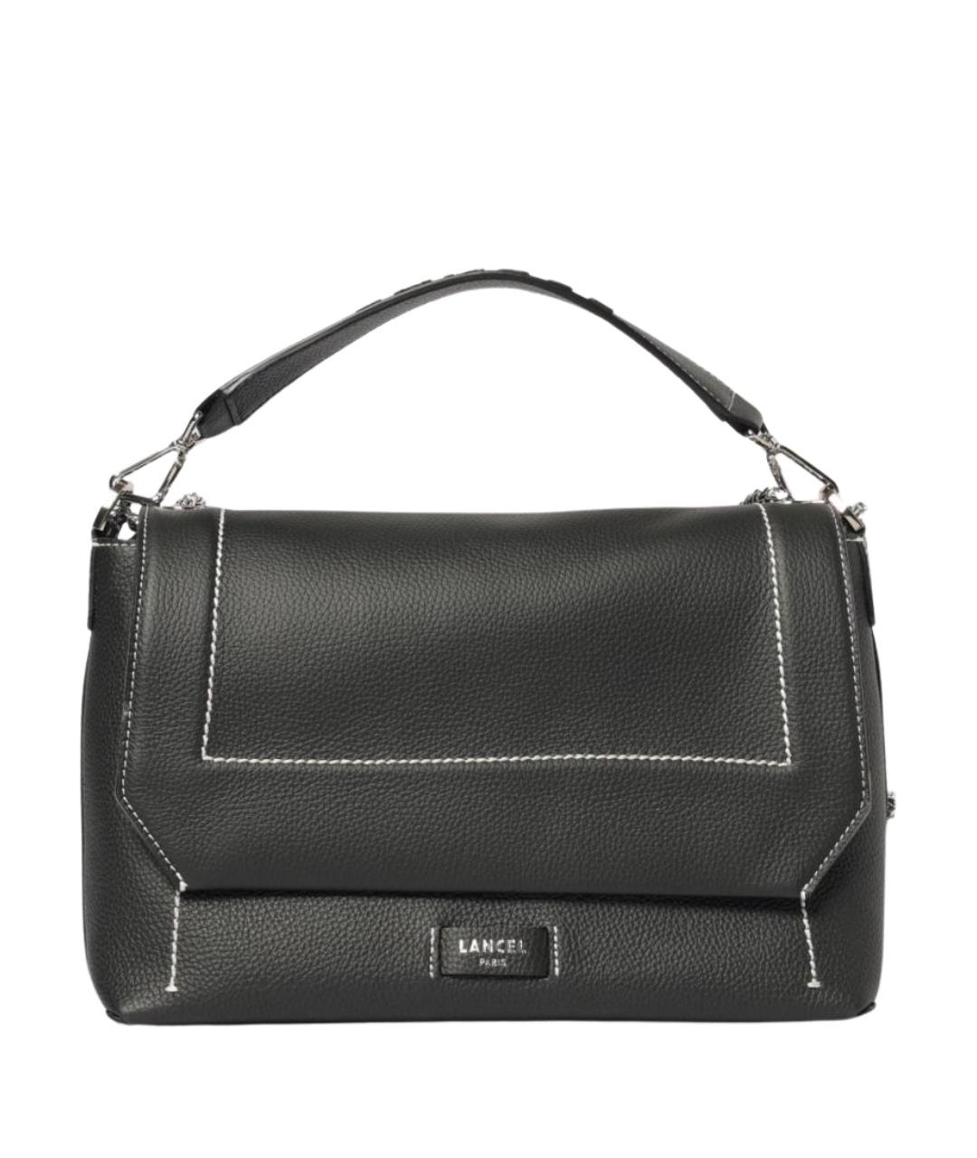 LANCEL Черная кожаная сумка с короткими ручками, фото 1