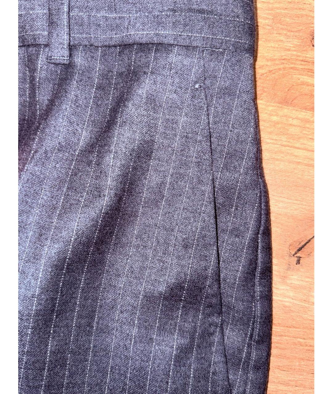 MAX MARA STUDIO Серые шерстяные прямые брюки, фото 5