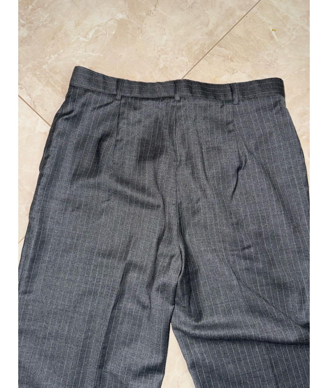 MAX MARA STUDIO Серые шерстяные прямые брюки, фото 4