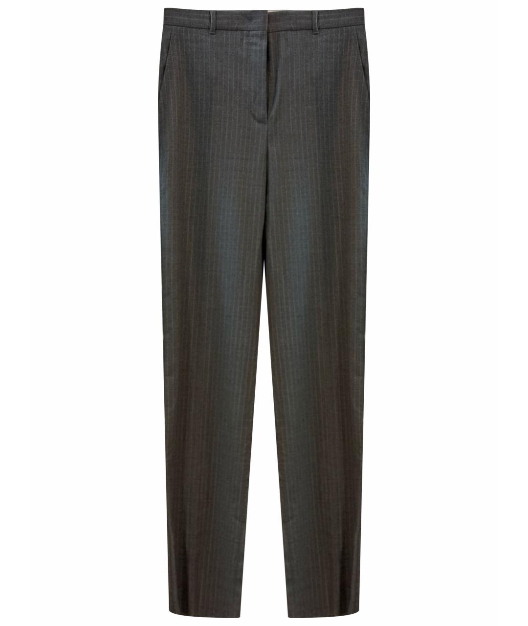 MAX MARA STUDIO Серые шерстяные прямые брюки, фото 1