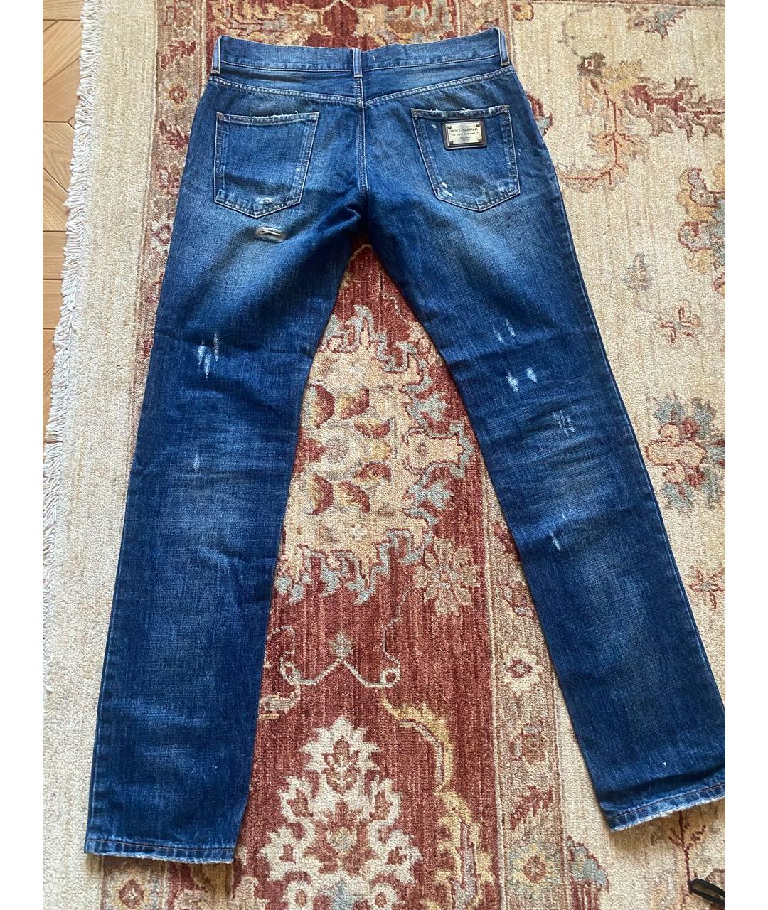 DOLCE&GABBANA Синие хлопковые прямые джинсы, фото 2