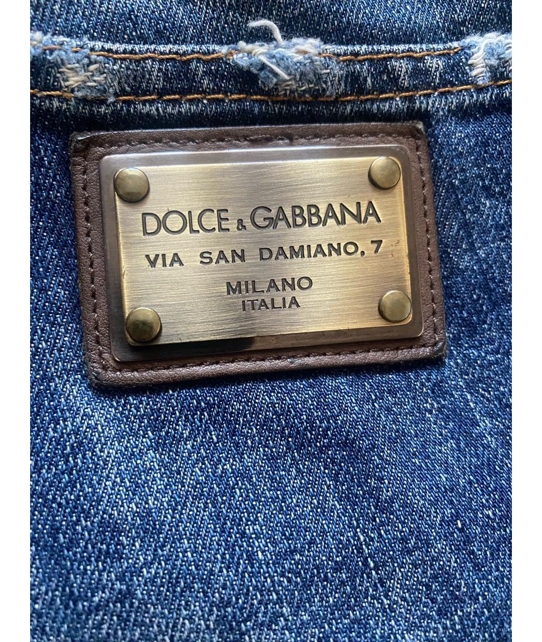 DOLCE&GABBANA Синие хлопковые прямые джинсы, фото 4