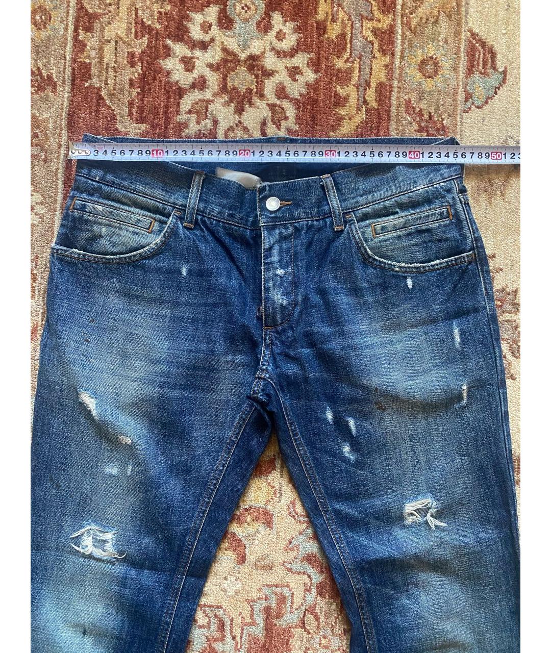 DOLCE&GABBANA Синие хлопковые прямые джинсы, фото 5