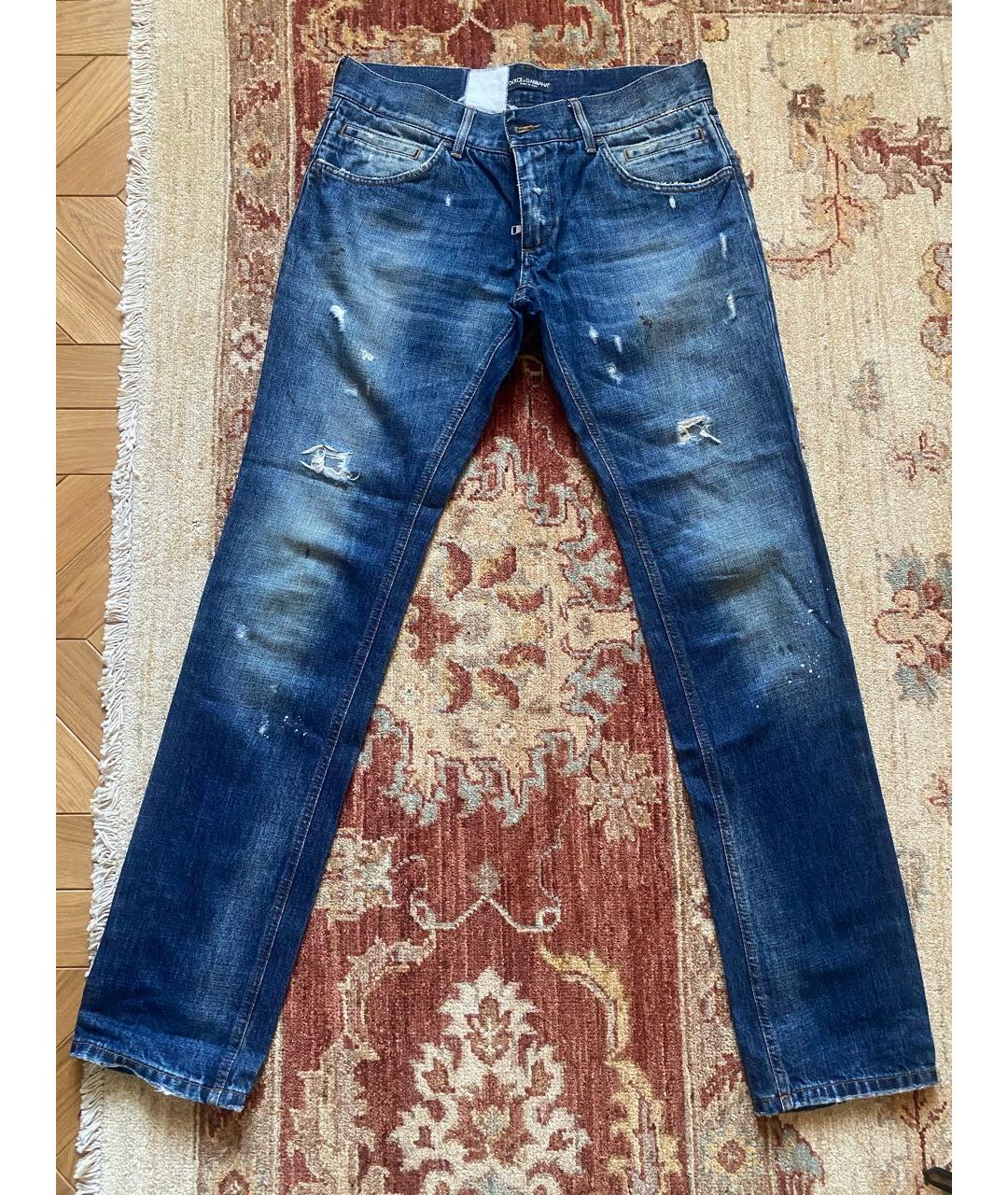 DOLCE&GABBANA Синие хлопковые прямые джинсы, фото 7