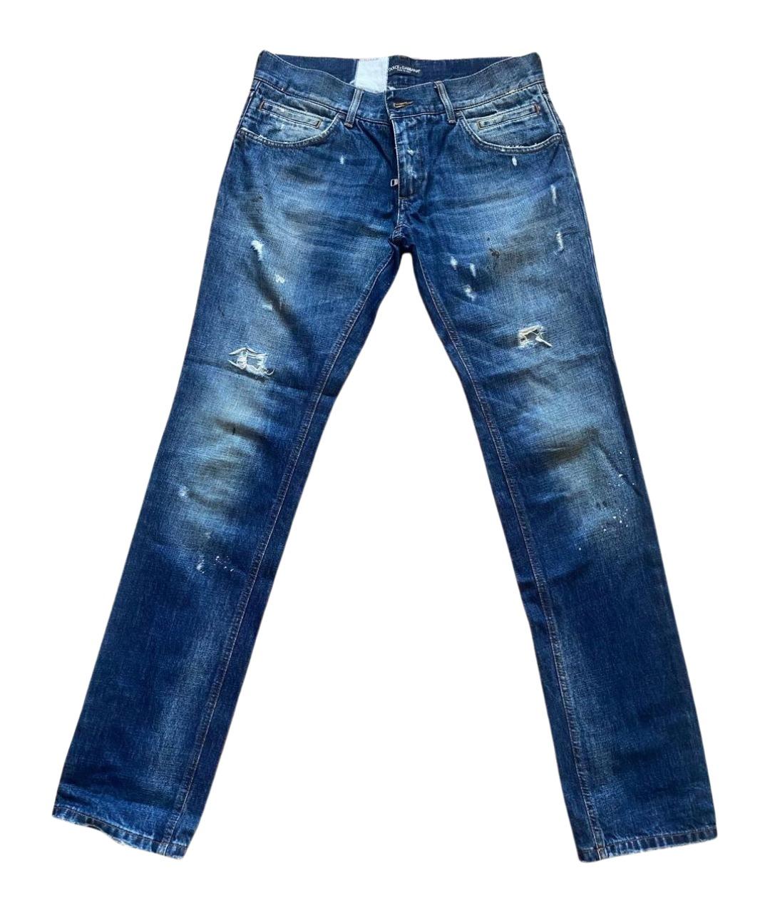 DOLCE&GABBANA Синие хлопковые прямые джинсы, фото 1