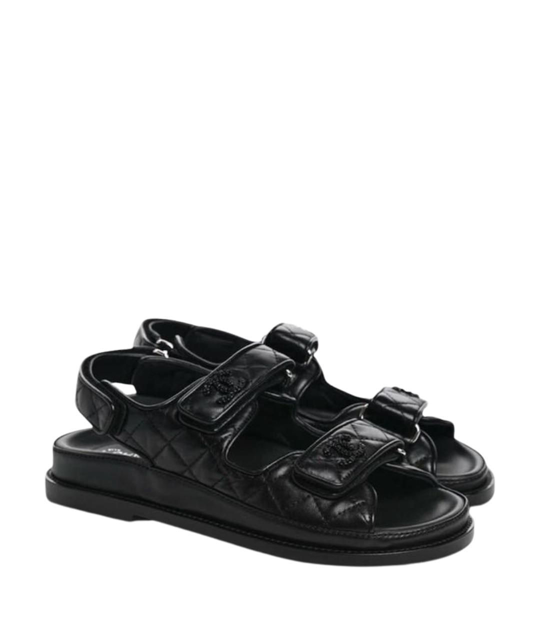 CHANEL Черные кожаные сандалии, фото 1