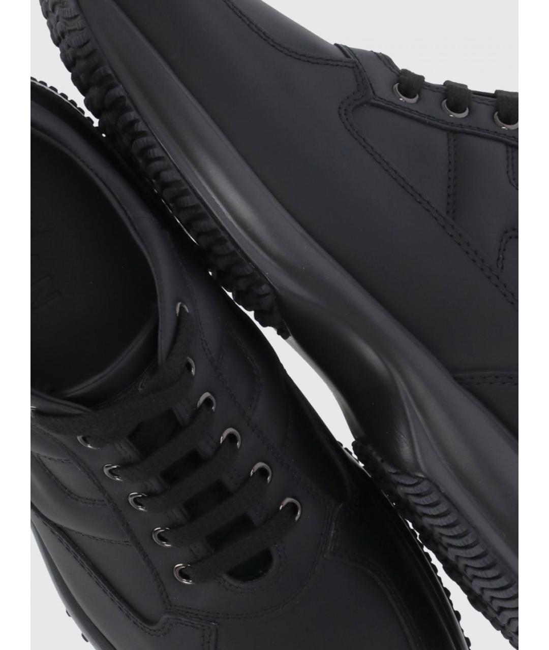 HOGAN Черные кожаные низкие кроссовки / кеды, фото 4