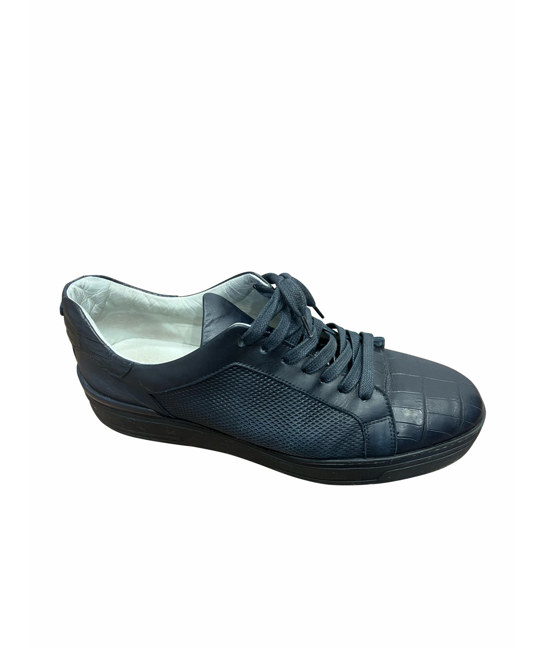 BARRETT Темно-синие низкие кроссовки / кеды из экзотической кожи, фото 1