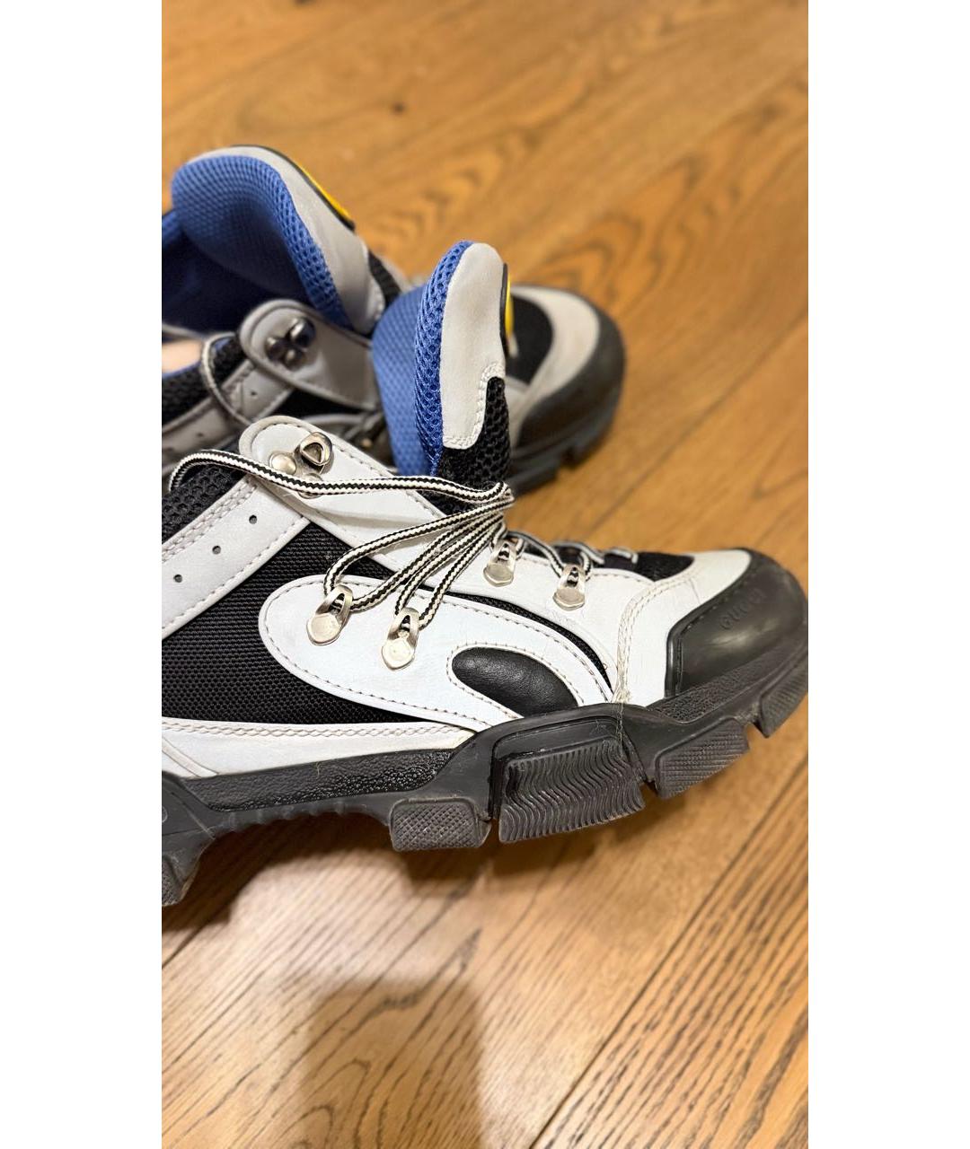 GUCCI Серые текстильные низкие кроссовки / кеды, фото 5