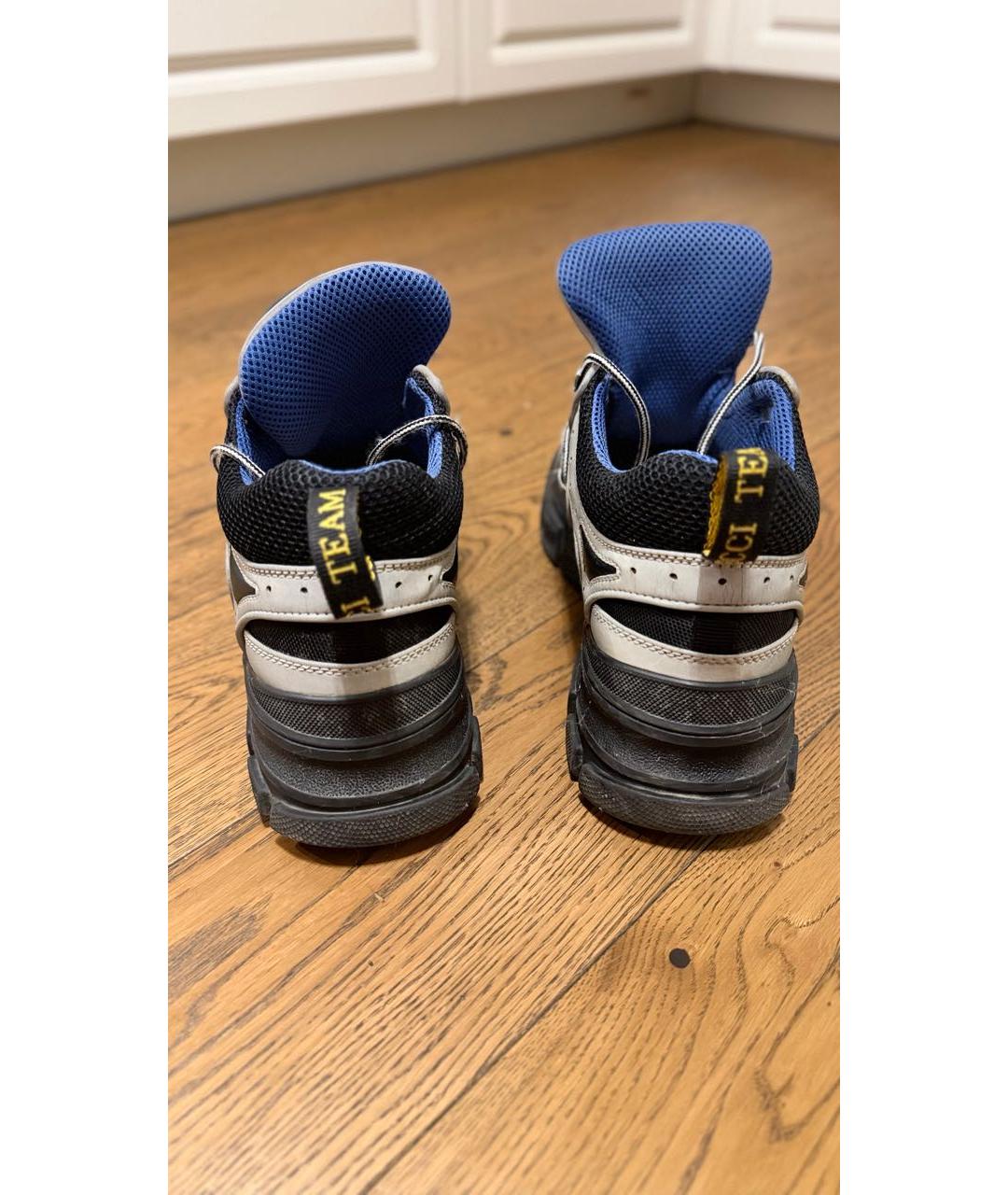 GUCCI Серые текстильные низкие кроссовки / кеды, фото 4