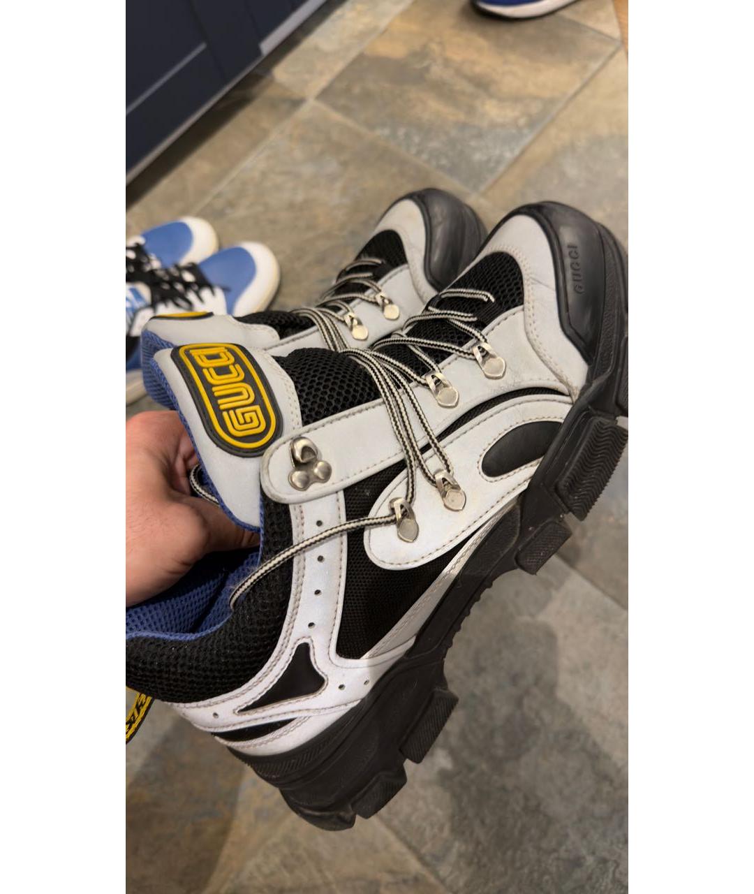 GUCCI Серые текстильные низкие кроссовки / кеды, фото 7