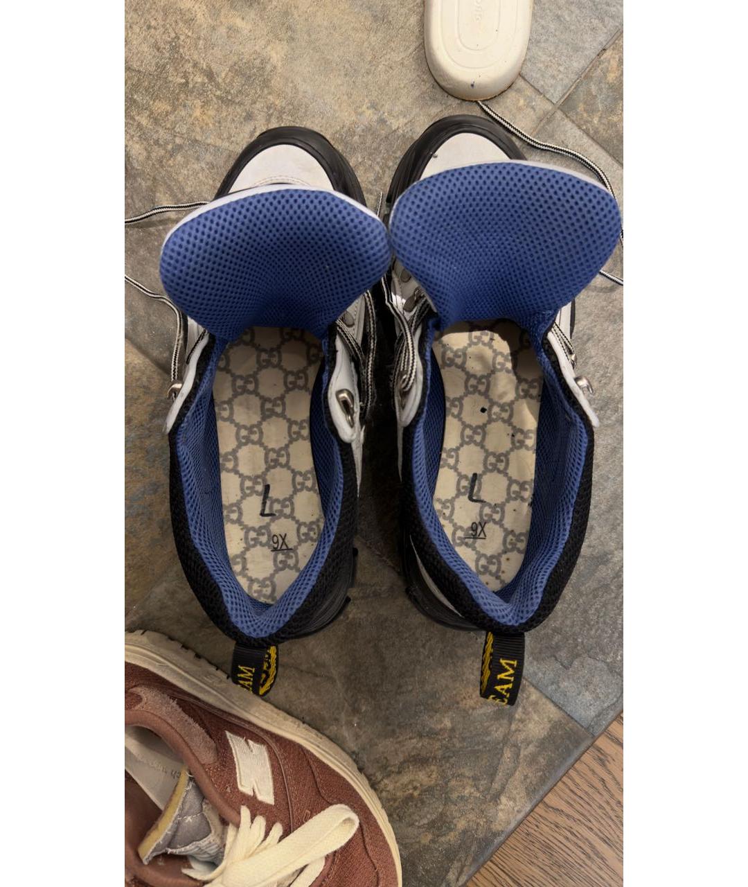 GUCCI Серые текстильные низкие кроссовки / кеды, фото 3