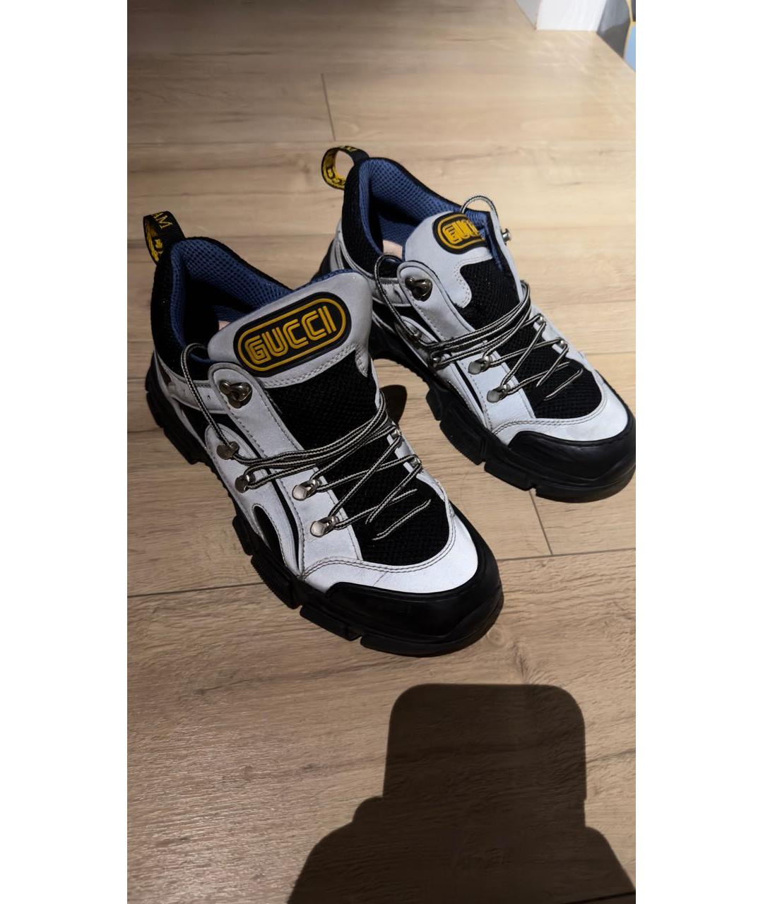 GUCCI Серые текстильные низкие кроссовки / кеды, фото 6