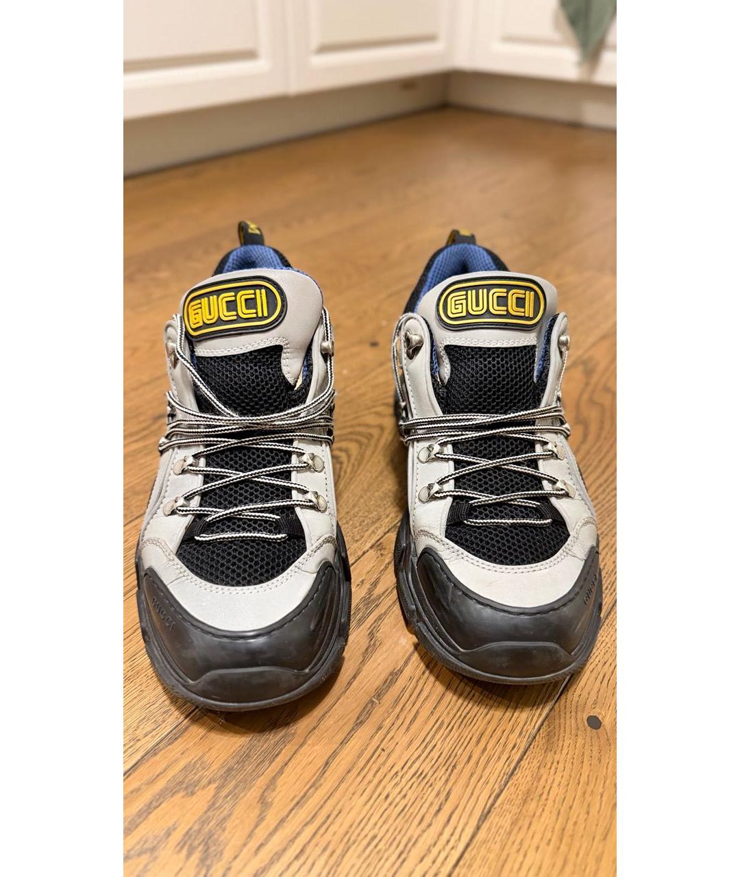 GUCCI Серые текстильные низкие кроссовки / кеды, фото 2