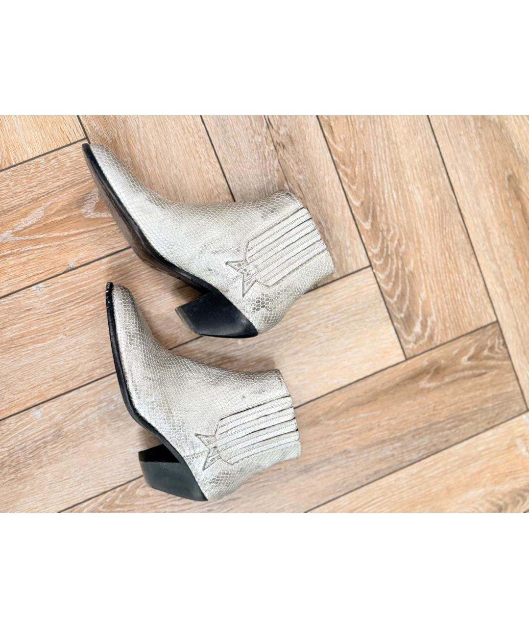 GOLDEN GOOSE DELUXE BRAND Серебряные кожаные ботфорты, фото 4