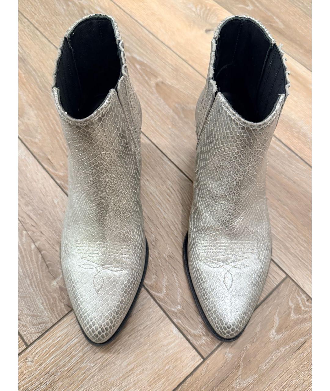 GOLDEN GOOSE DELUXE BRAND Серебряные кожаные ботфорты, фото 2