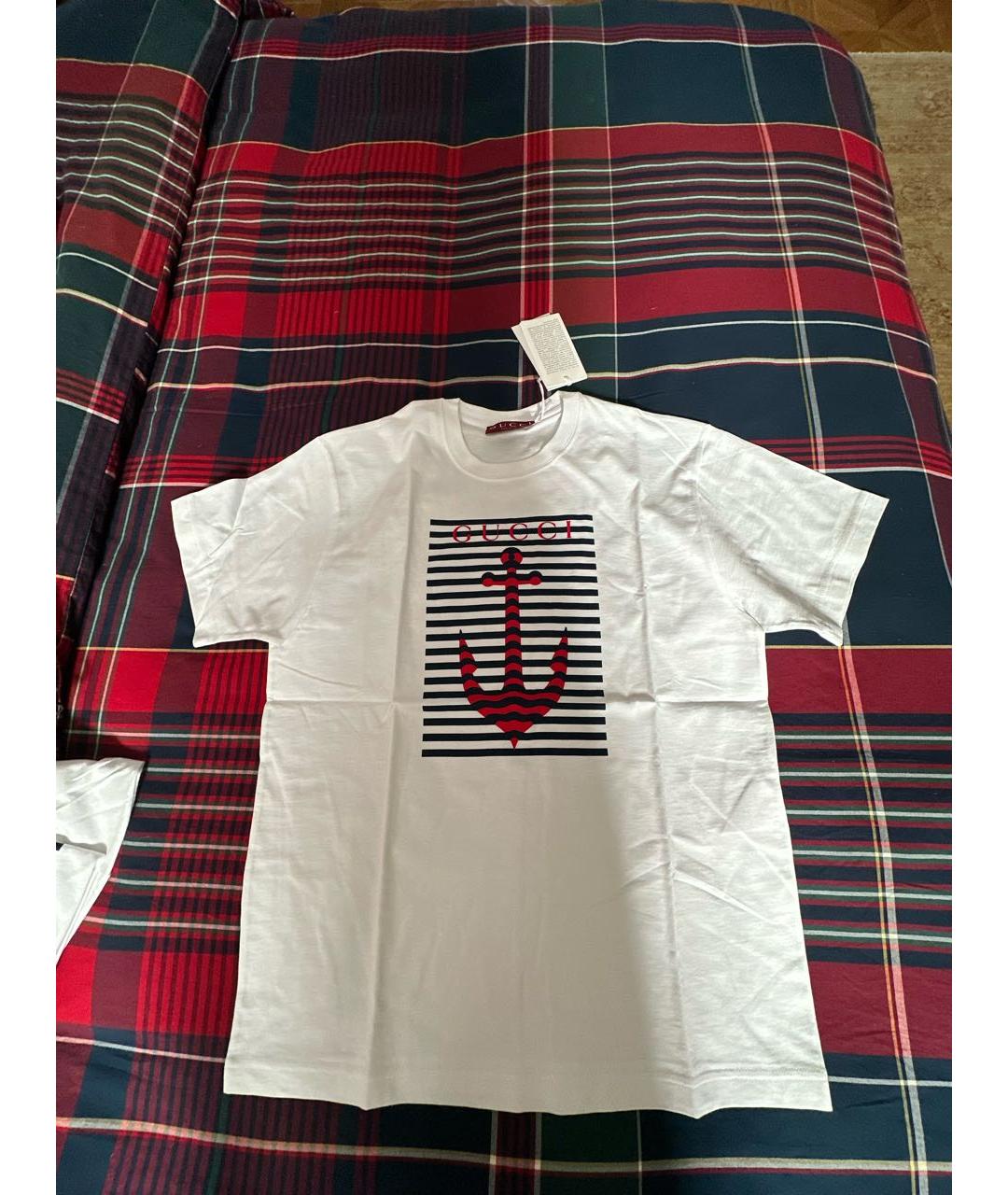 GUCCI Белая хлопковая футболка, фото 8