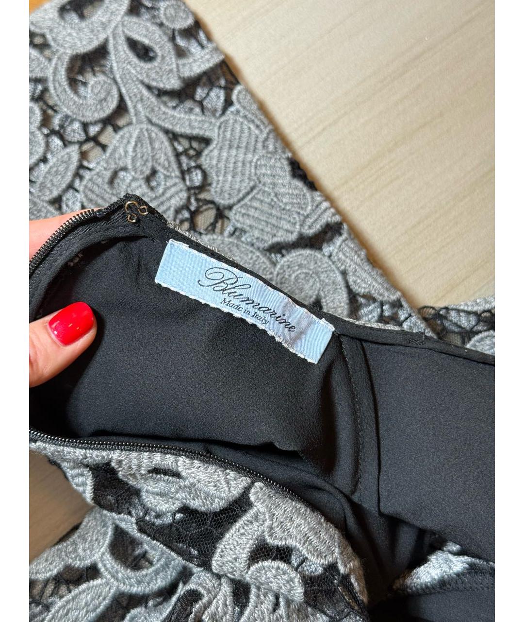 BLUMARINE Антрацитовое полиэстеровое вечернее платье, фото 4