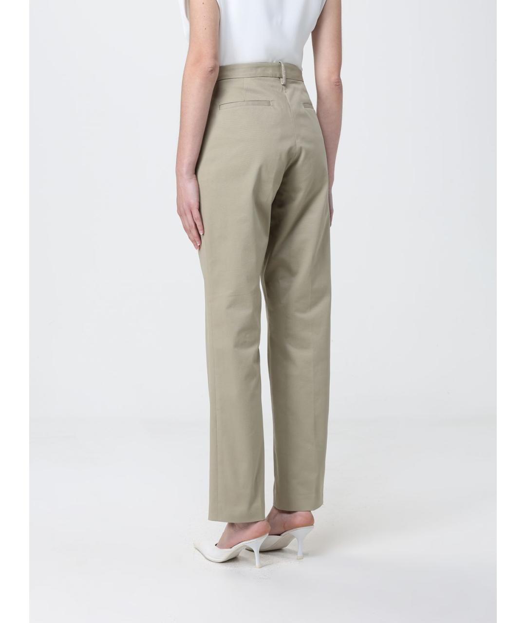FABIANA FILIPPI Хаки хлопковые прямые брюки, фото 2