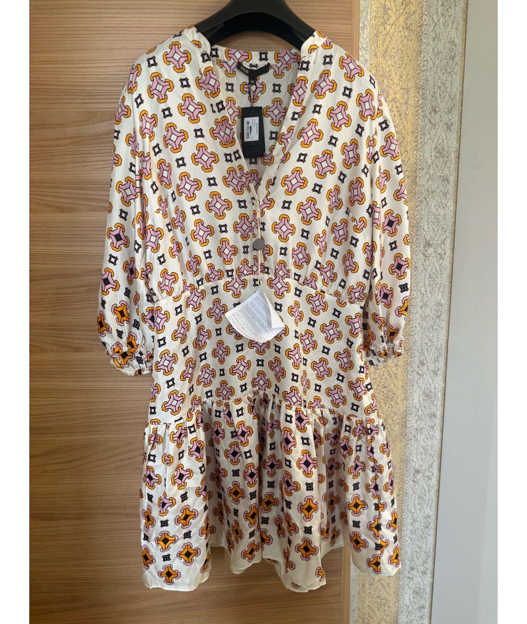 MAJE Бежевое шелковое повседневное платье, фото 2