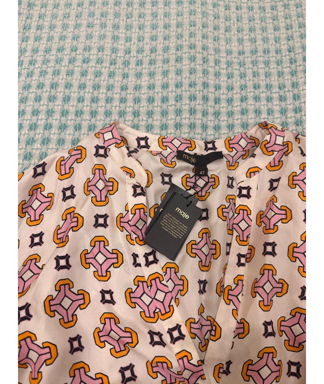 MAJE Бежевое шелковое повседневное платье, фото 5