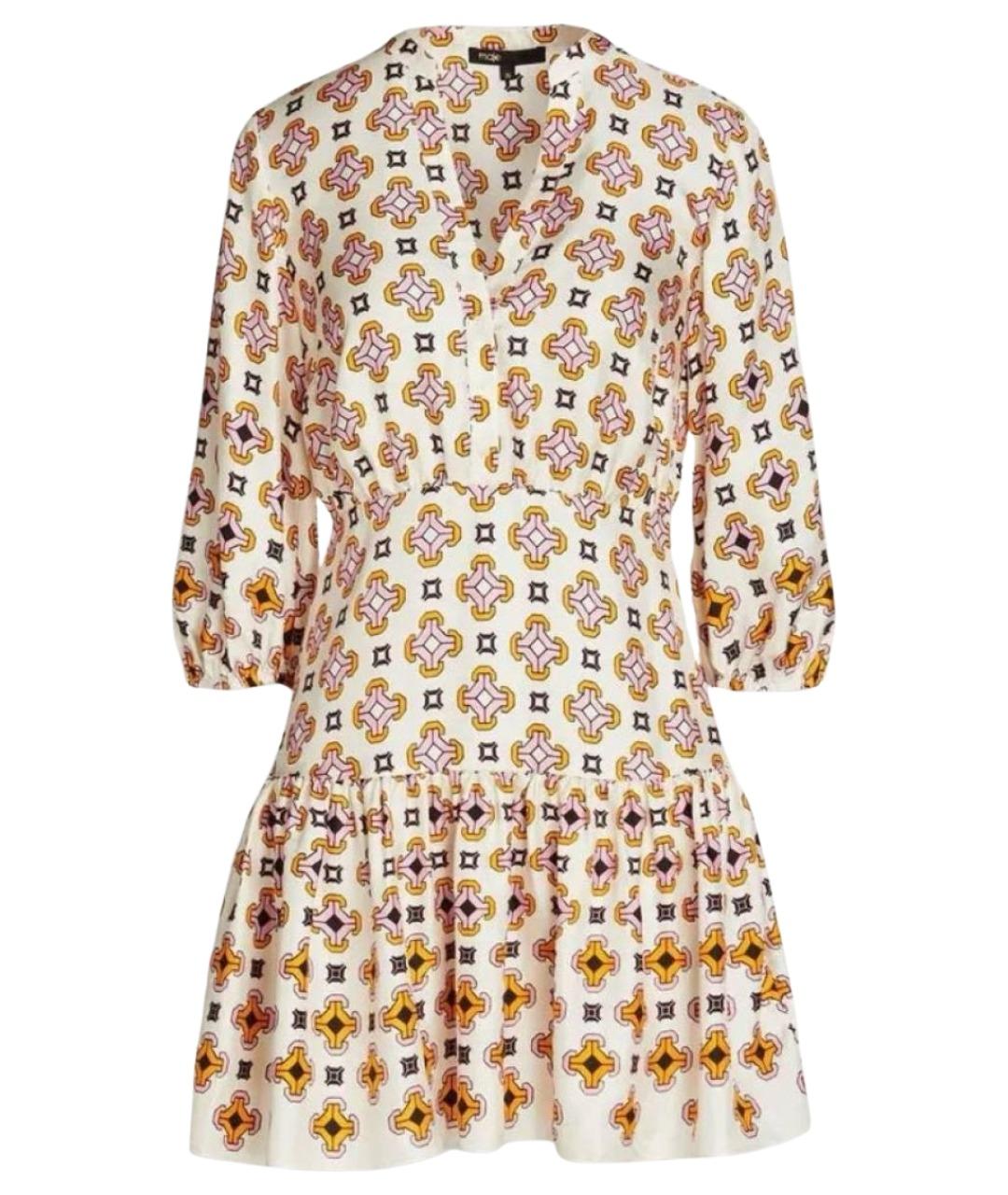 MAJE Бежевое шелковое повседневное платье, фото 1