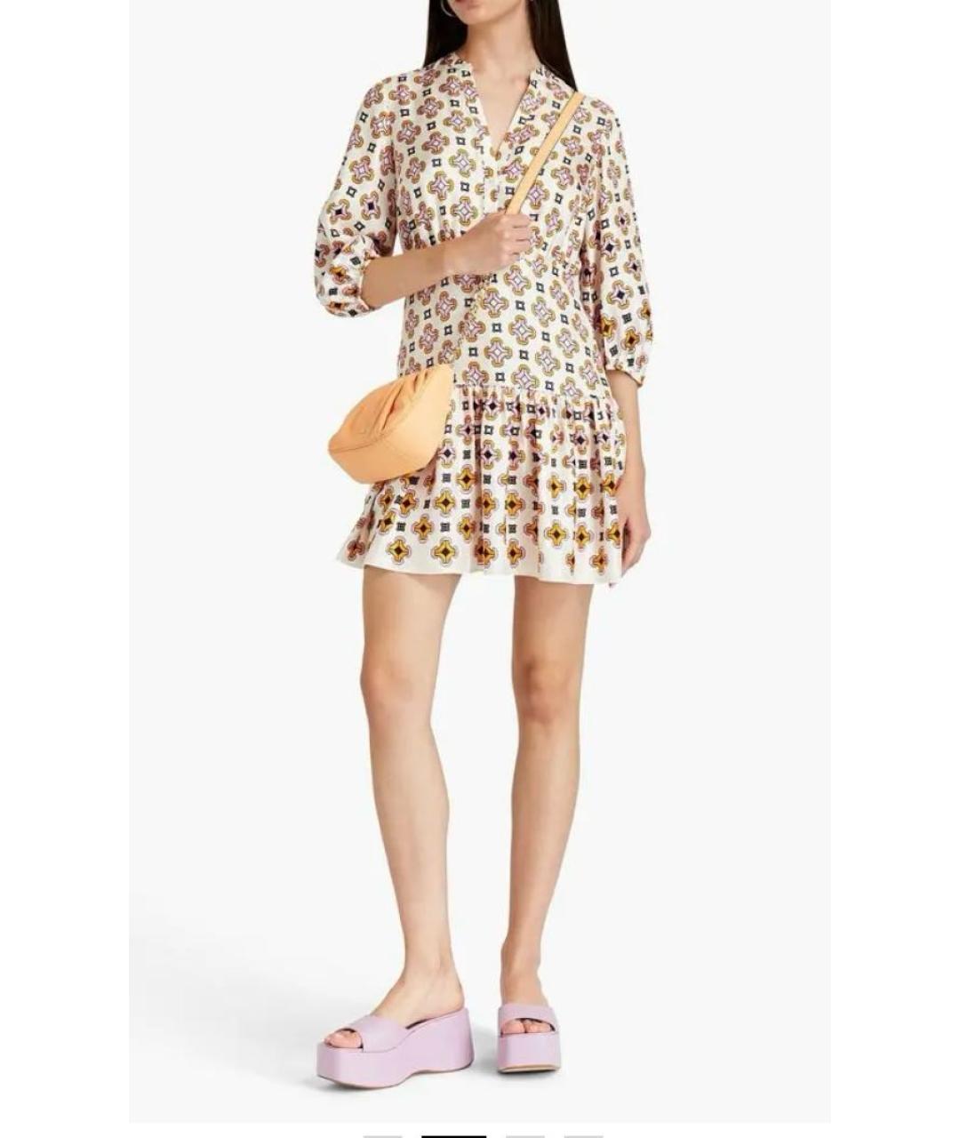 MAJE Бежевое шелковое повседневное платье, фото 8