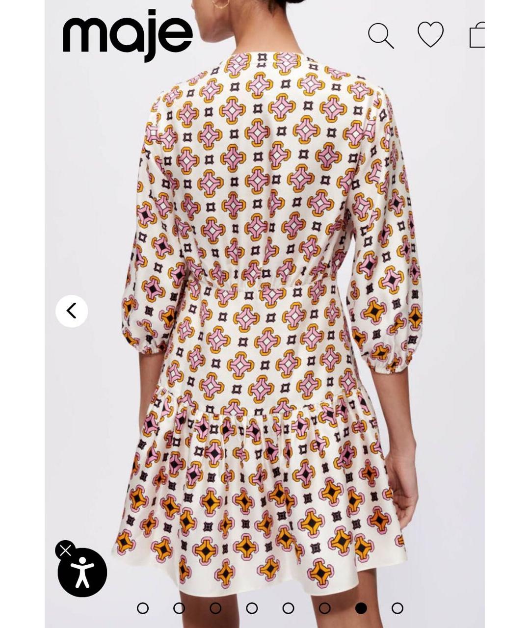 MAJE Бежевое шелковое повседневное платье, фото 7