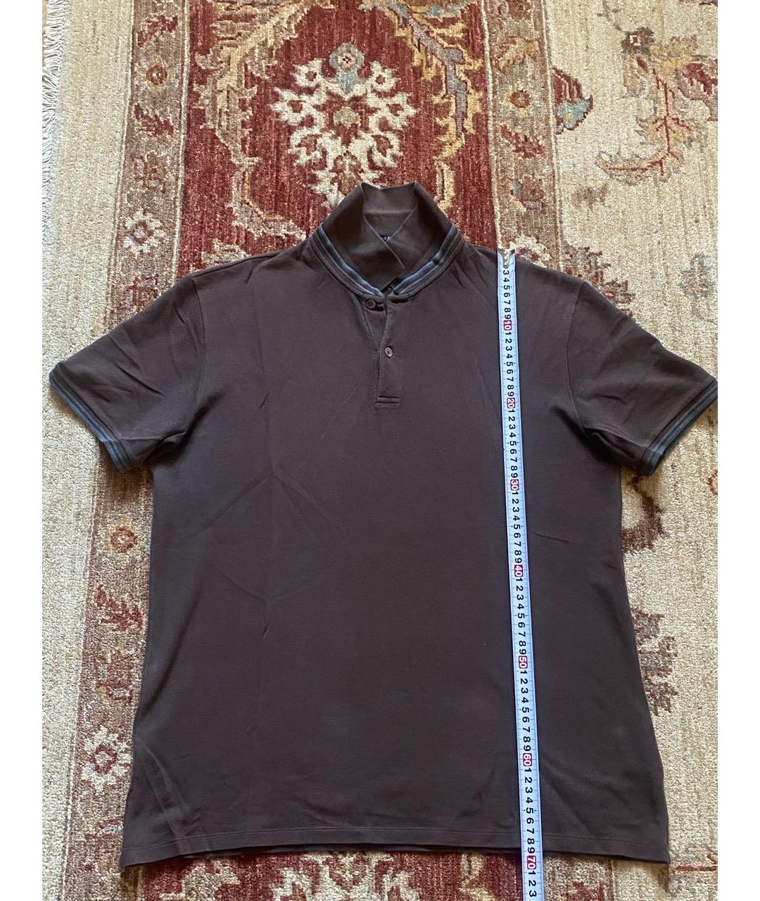 GUCCI Коричневое хлопковое поло с коротким рукавом, фото 6