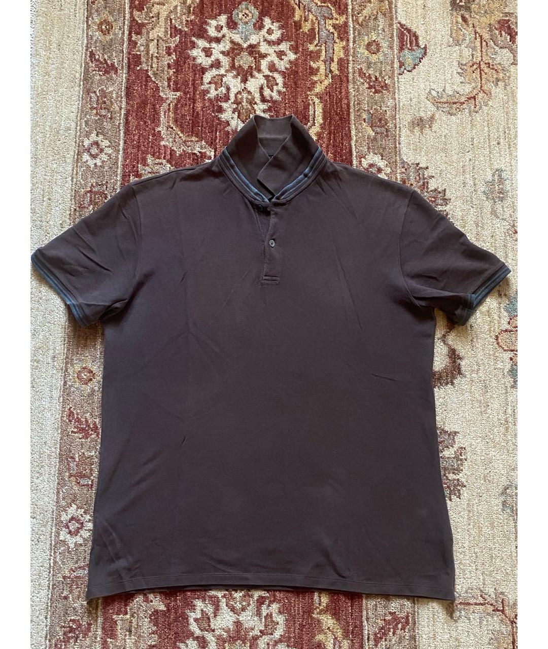 GUCCI Коричневое хлопковое поло с коротким рукавом, фото 8
