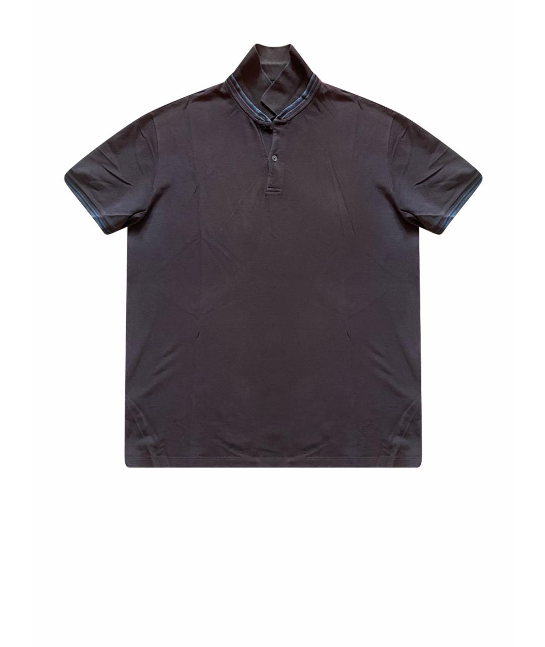 GUCCI Коричневое хлопковое поло с коротким рукавом, фото 1