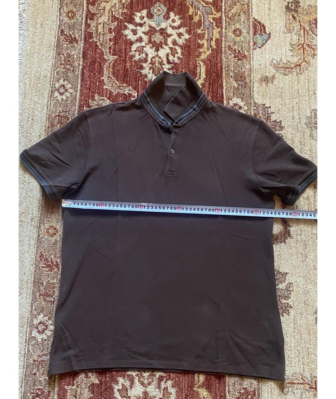GUCCI Коричневое хлопковое поло с коротким рукавом, фото 5