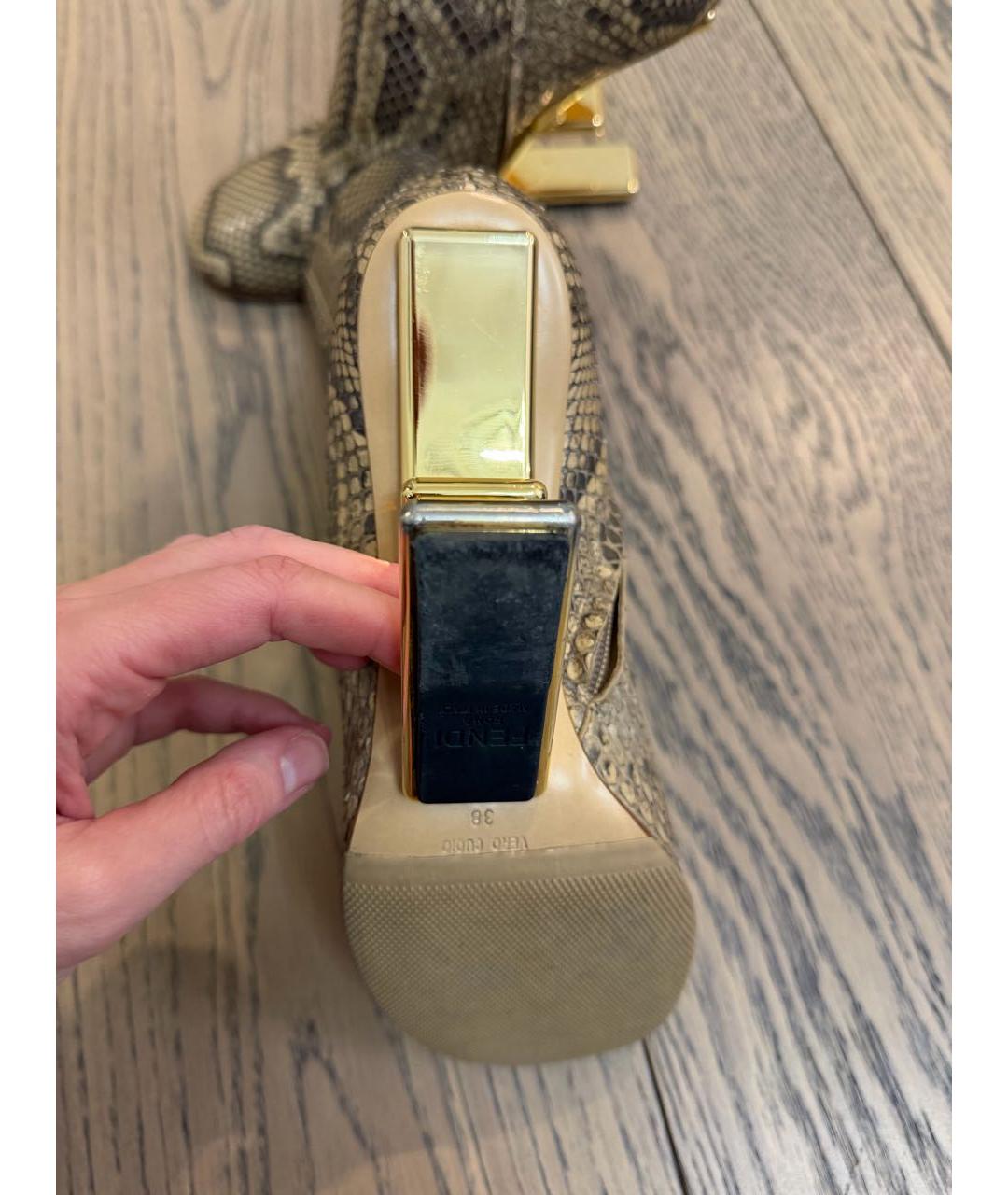 FENDI Коричневые ботильоны из экзотической кожи, фото 5