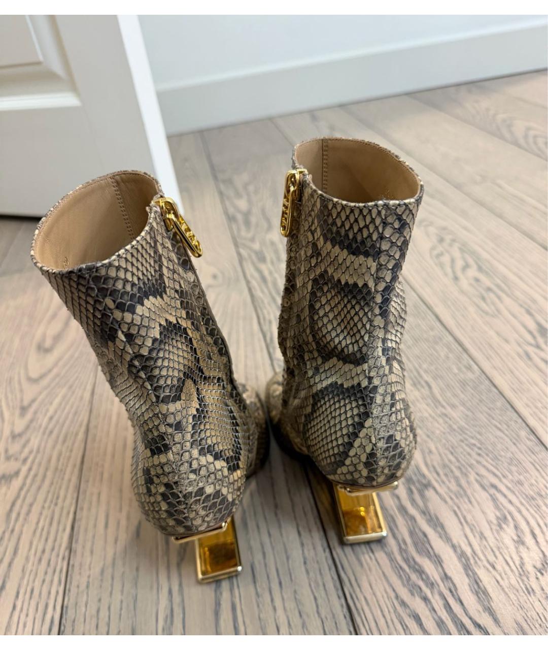 FENDI Коричневые ботильоны из экзотической кожи, фото 4
