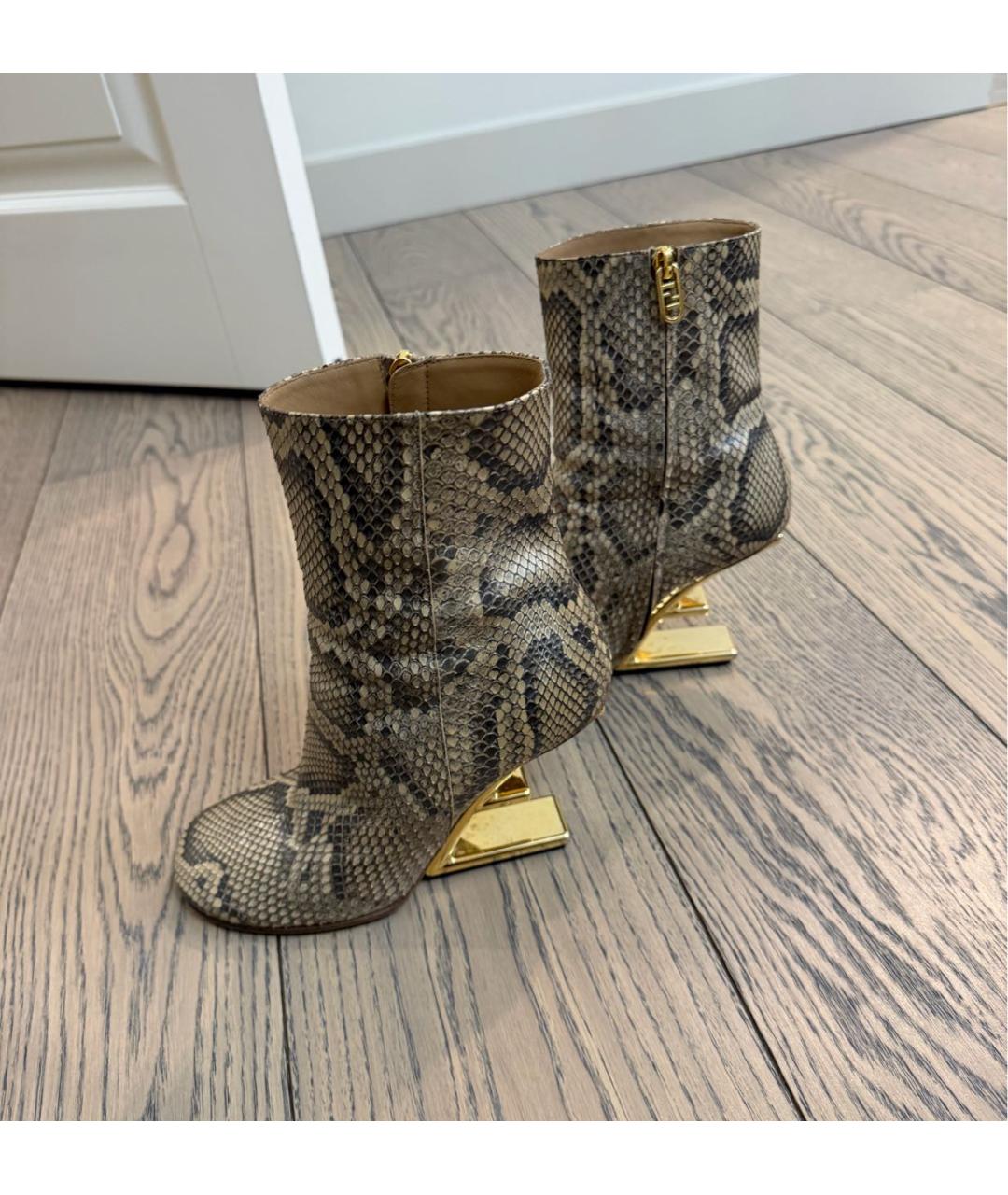 FENDI Коричневые ботильоны из экзотической кожи, фото 8