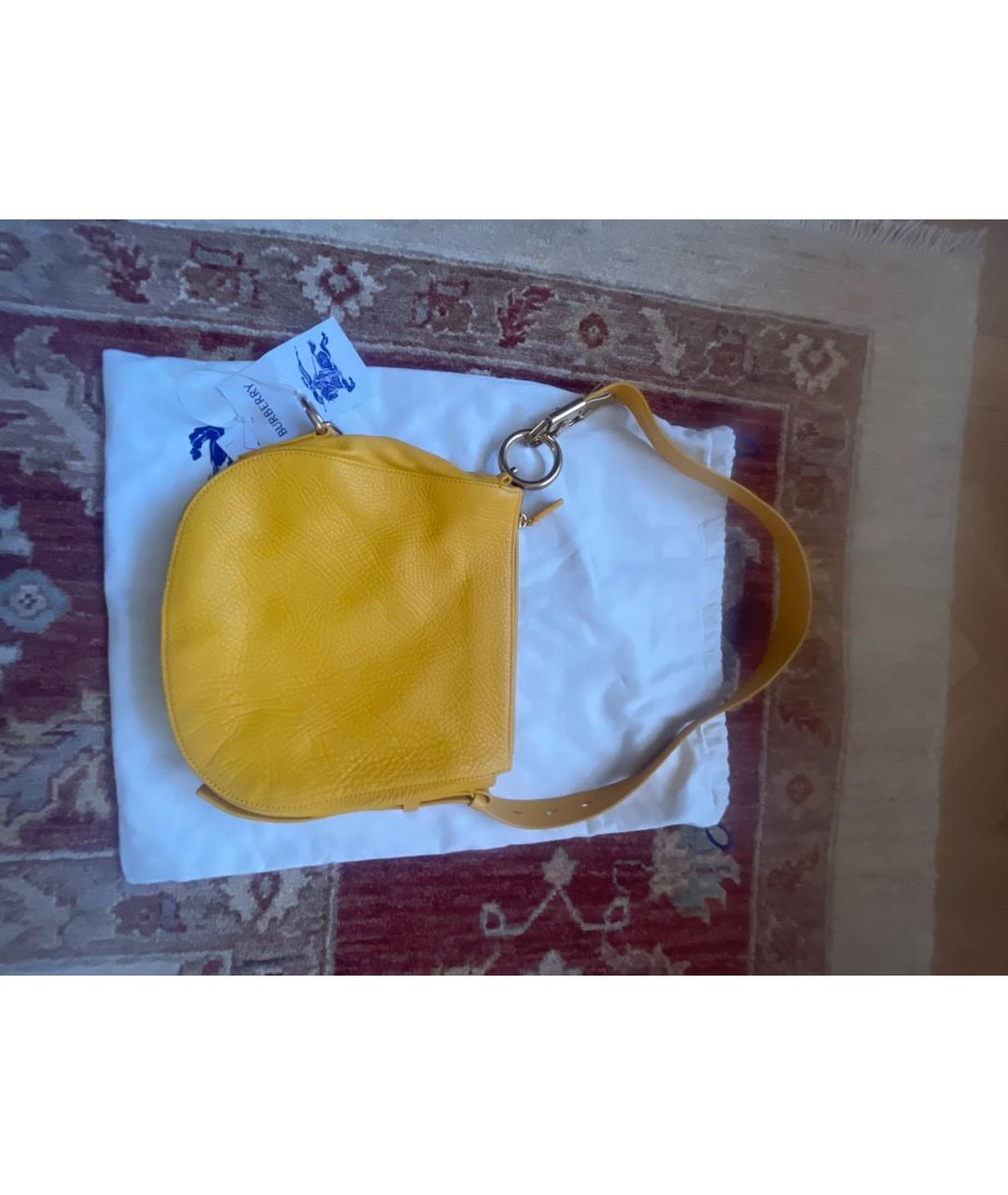 BURBERRY Желтая кожаная сумка с короткими ручками, фото 2