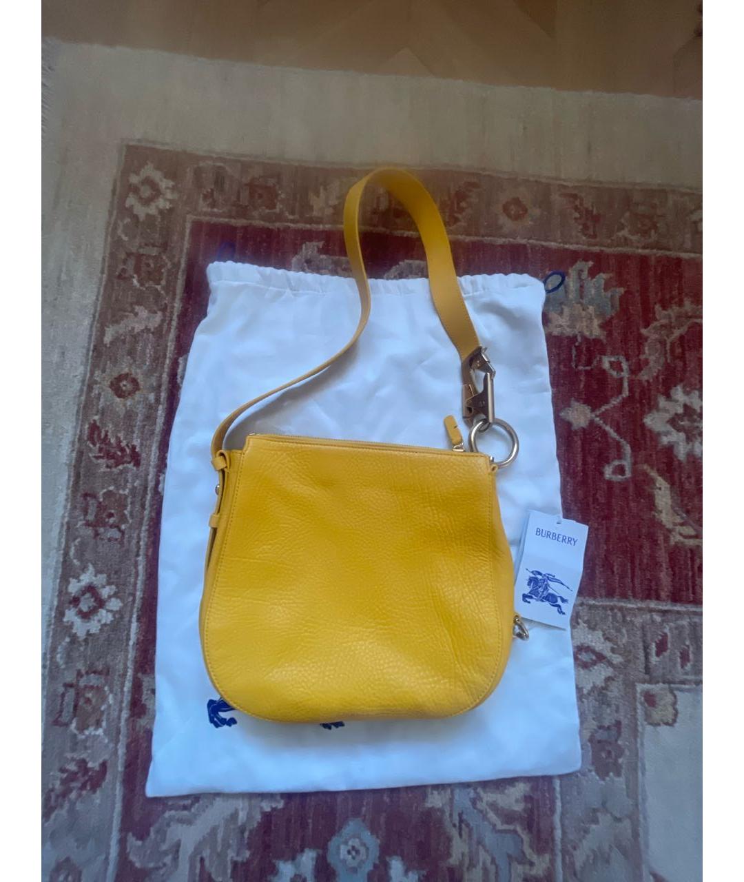 BURBERRY Желтая кожаная сумка с короткими ручками, фото 8