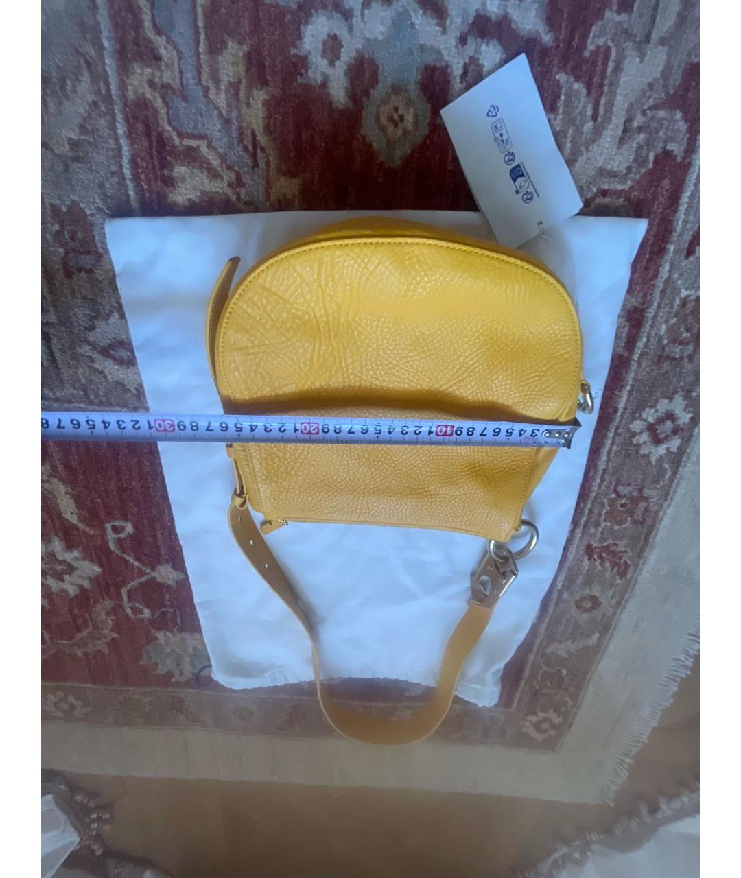 BURBERRY Желтая кожаная сумка с короткими ручками, фото 3